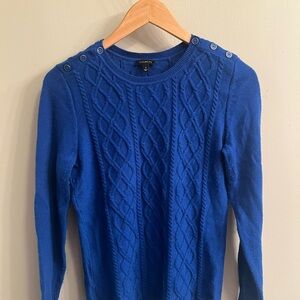 Talbots Royal Blue Crew Neck Sweater with Cable Knit Design